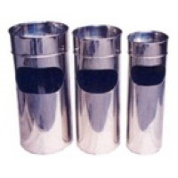 CCS-B1024(TSSKM)  :  ถังขยะสแตนเลสทรงกลม เสริมที่เขี่ยบุหรีคอลอย  10" x 24" in.