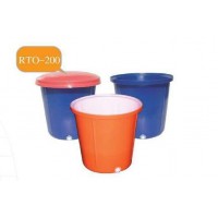 RTO-200-12 (กระบะ-ทรงกลม) :  กระบะ - ทรงกลม  ความจุ 200 ลิตร  ทรงกลม-ปากกว้าง  ซ้อนกันได้ 
