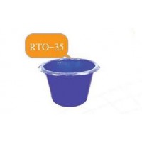 RTO-35  (กระบะ-ทรงกลม) :  กระบะ - ทรงกลม  ความจุ 35 ลิตร  ทรงกลม-ปากกว้าง ซ้อนกันได้ 